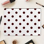 Polka Dots - Bulgarian Rose Red on White Cosmetic Bag (XL)