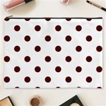 Polka Dots - Bulgarian Rose Red on White Cosmetic Bag (XXXL)