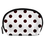 Polka Dots - Bulgarian Rose Red on White Accessory Pouch (Large)
