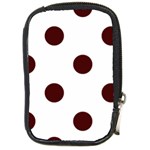 Polka Dots - Bulgarian Rose Red on White Compact Camera Leather Case