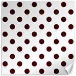 Polka Dots - Bulgarian Rose Red on White Canvas 12  x 12 