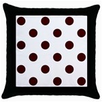 Polka Dots - Bulgarian Rose Red on White Throw Pillow Case (Black)