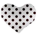 Polka Dots - Bulgarian Rose Red on White Large 19  Premium Heart Shape Cushion