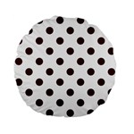 Polka Dots - Bulgarian Rose Red on White Standard 15  Premium Flano Round Cushion