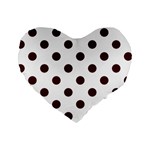 Polka Dots - Bulgarian Rose Red on White Standard 16  Premium Heart Shape Cushion