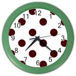 Polka Dots - Bulgarian Rose Red on White Color Wall Clock