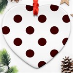Polka Dots - Bulgarian Rose Red on White Ornament (Heart)