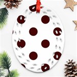 Polka Dots - Bulgarian Rose Red on White Oval Filigree Ornament (Two Sides)