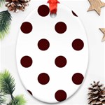 Polka Dots - Bulgarian Rose Red on White Ornament (Oval)