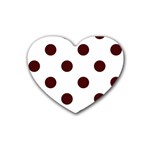 Polka Dots - Bulgarian Rose Red on White Rubber Coaster (Heart)