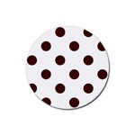 Polka Dots - Bulgarian Rose Red on White Rubber Round Coaster (4 pack)
