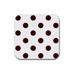 Polka Dots - Bulgarian Rose Red on White Rubber Coaster (Square)