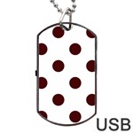 Polka Dots - Bulgarian Rose Red on White Dog Tag USB Flash (Two Sides)