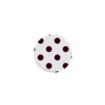Polka Dots - Bulgarian Rose Red on White 1  Mini Button