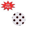 Polka Dots - Bulgarian Rose Red on White 1  Mini Button (100 pack)