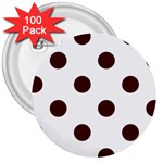 Polka Dots - Bulgarian Rose Red on White 3  Button (100 pack)