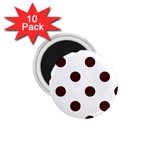 Polka Dots - Bulgarian Rose Red on White 1.75  Magnet (10 pack)