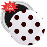Polka Dots - Bulgarian Rose Red on White 3  Magnet (100 pack)