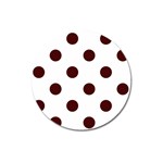 Polka Dots - Bulgarian Rose Red on White Magnet 3  (Round)