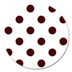 Polka Dots - Bulgarian Rose Red on White Magnet 5  (Round)