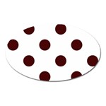 Polka Dots - Bulgarian Rose Red on White Magnet (Oval)