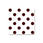 Polka Dots - Bulgarian Rose Red on White Magnet (Square)