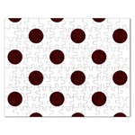 Polka Dots - Bulgarian Rose Red on White Jigsaw Puzzle (Rectangular)