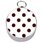 Polka Dots - Bulgarian Rose Red on White Silver Compass