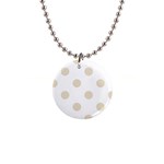 Polka Dots - Pearl Brown on White 1  Button Necklace