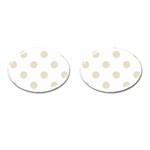 Polka Dots - Pearl Brown on White Cufflinks (Oval)