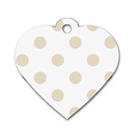 Polka Dots - Pearl Brown on White Dog Tag Heart (Two Sides)