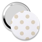 Polka Dots - Pearl Brown on White 3  Handbag Mirror