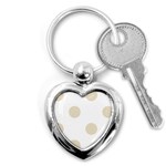 Polka Dots - Pearl Brown on White Key Chain (Heart)