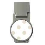 Polka Dots - Pearl Brown on White Money Clip (Round)
