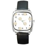 Polka Dots - Pearl Brown on White Square Metal Watch