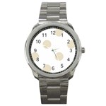 Polka Dots - Pearl Brown on White Sport Metal Watch