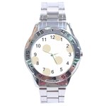 Polka Dots - Pearl Brown on White Stainless Steel Analogue Watch