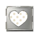 Polka Dots - Pearl Brown on White Mega Link Heart Italian Charm (18mm)