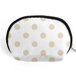 Polka Dots - Pearl Brown on White Accessory Pouch (Medium)