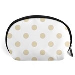 Polka Dots - Pearl Brown on White Accessory Pouch (Large)