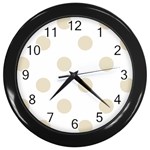 Polka Dots - Pearl Brown on White Wall Clock (Black)