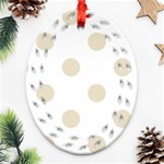 Polka Dots - Pearl Brown on White Oval Filigree Ornament (Two Sides)