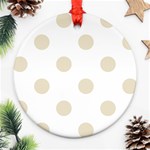 Polka Dots - Pearl Brown on White Round Ornament (Two Sides)
