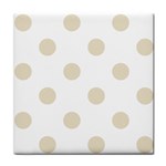 Polka Dots - Pearl Brown on White Tile Coaster