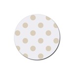 Polka Dots - Pearl Brown on White Rubber Coaster (Round)