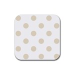 Polka Dots - Pearl Brown on White Rubber Coaster (Square)