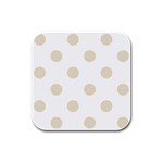 Polka Dots - Pearl Brown on White Rubber Square Coaster (4 pack)