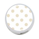Polka Dots - Pearl Brown on White 4-Port USB Hub (One Side)