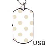 Polka Dots - Pearl Brown on White Dog Tag USB Flash (One Side)