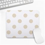 Polka Dots - Pearl Brown on White Large Mousepad